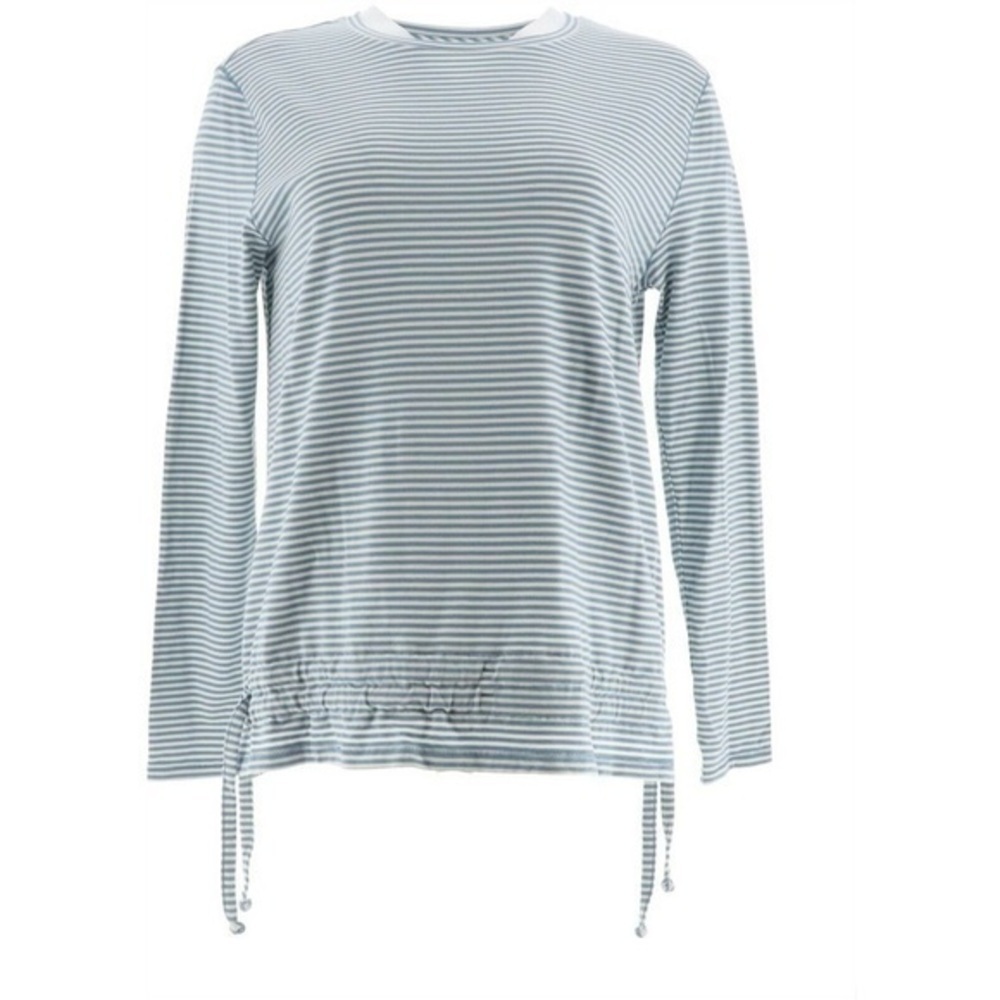 NEW AnyBody Loungewear Striped Top Drawcord XXS